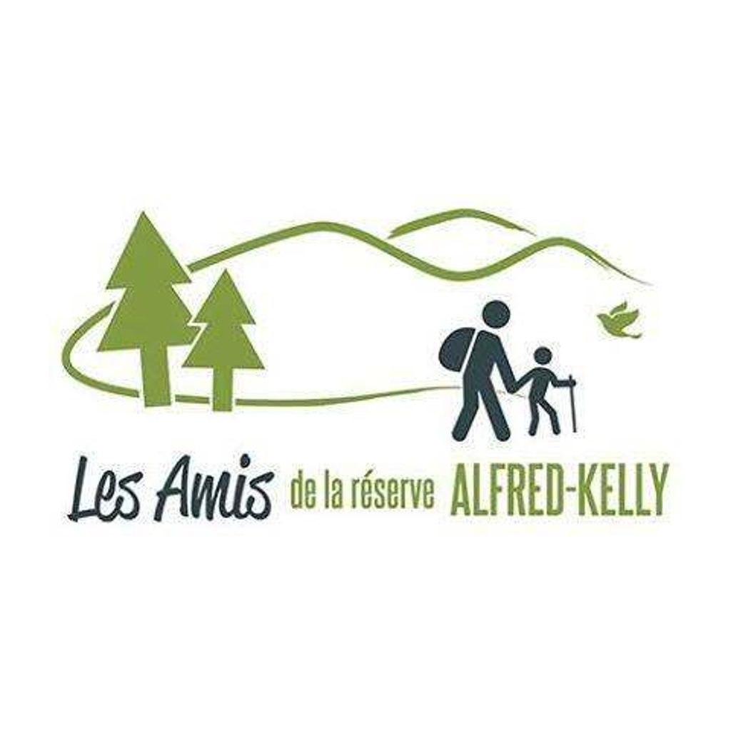 A logo featuring stylized green trees and silhouettes of two people hiking.