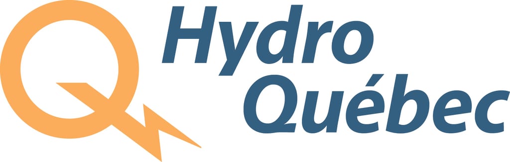 The Hydro Québec logo features an orange letter Q with a lightning bolt and the text Hydro Québec in blue.