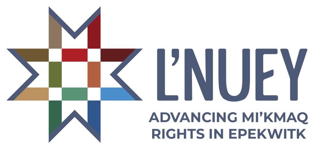 A colorful geometric star logo and text on a black background.