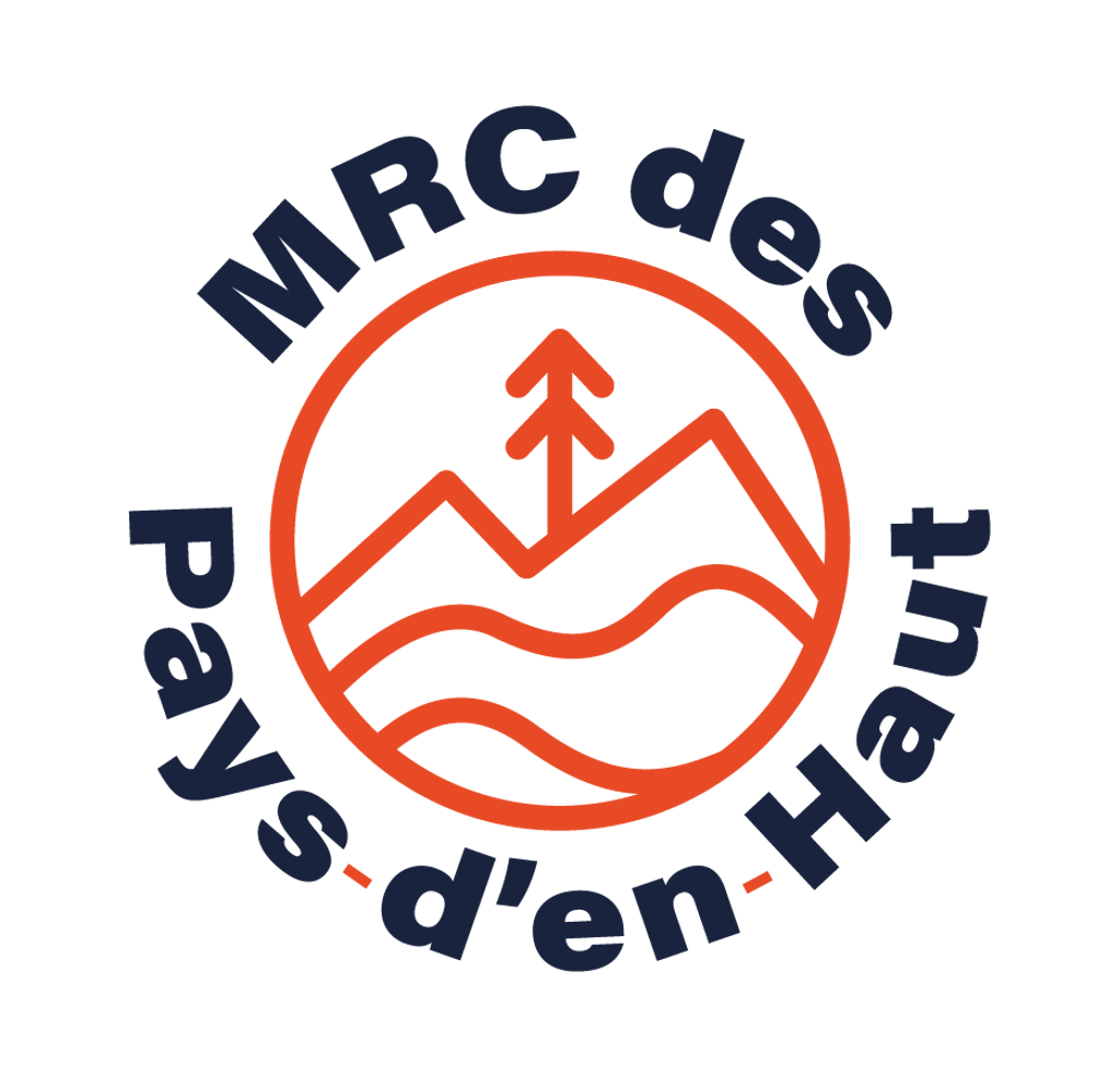 A logo featuring stylized mountains, a tree, and waves.