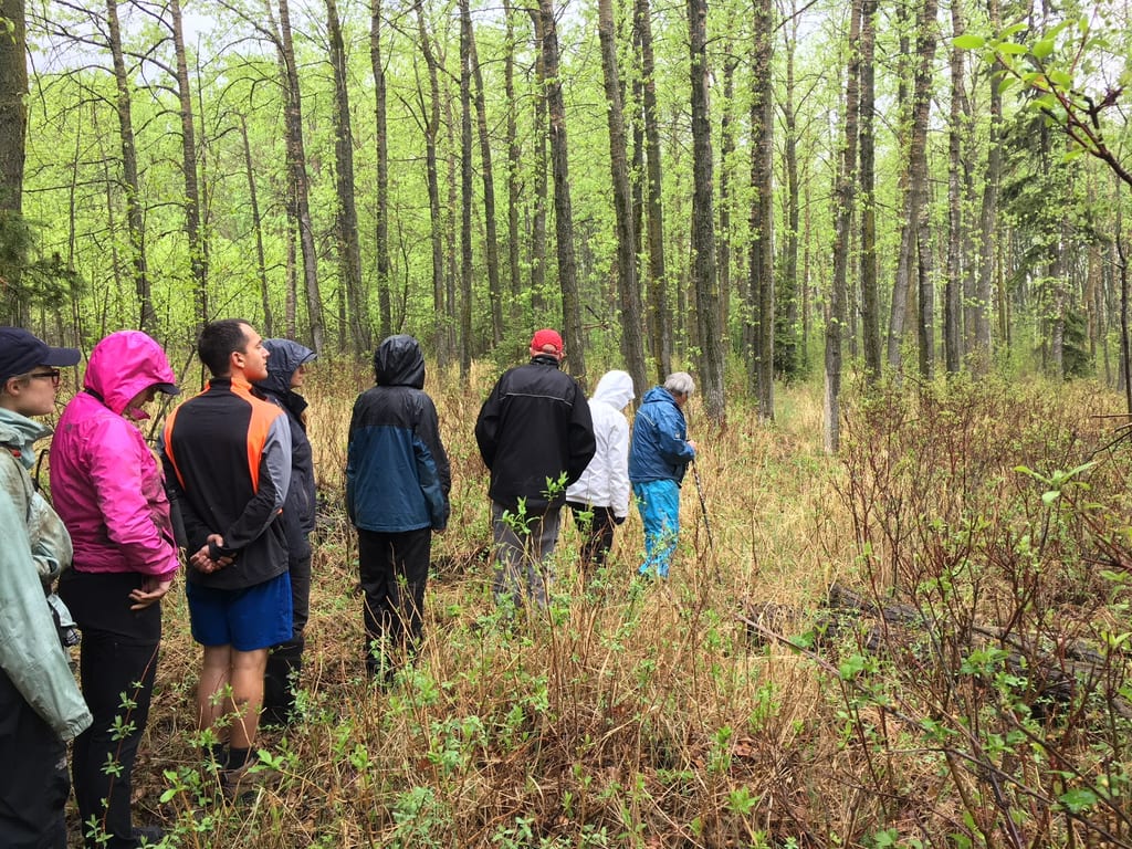 Property owner (Joanne Susut) leading volunteers on walk, CVAB180517, Suss out at Susut, fence removal, Susut, photo by NCC