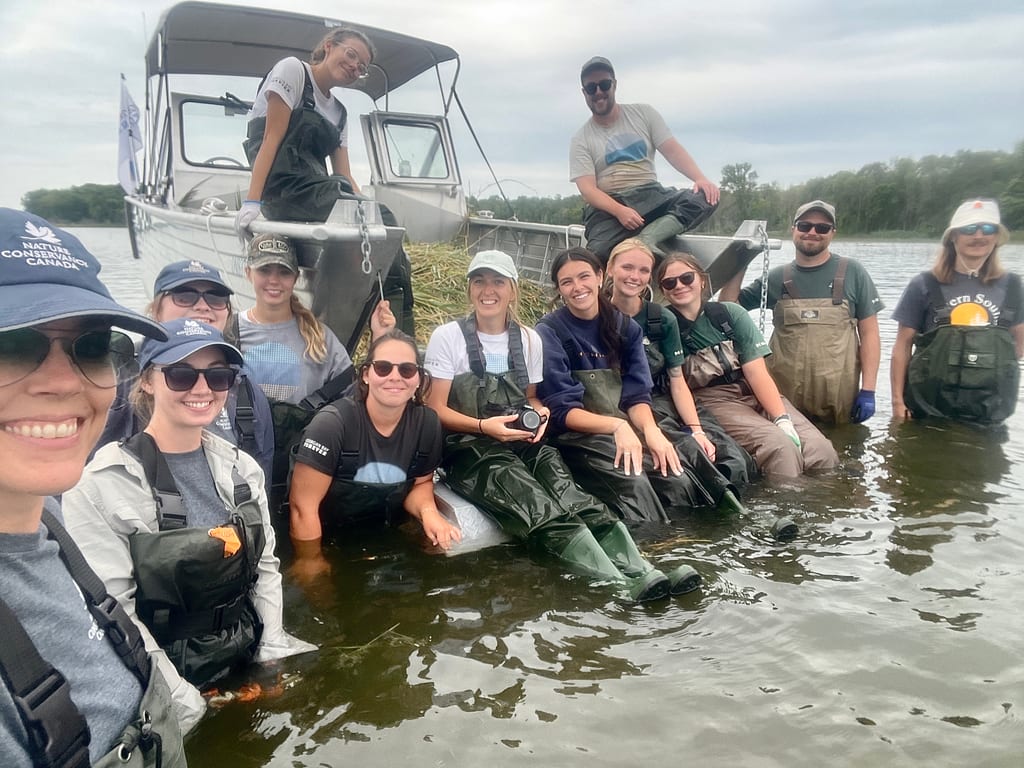The cutting crew, comprised of staff from NCC, Georgian Bay Forever, Parks Canada, and the Severn Sound Environmental Association.