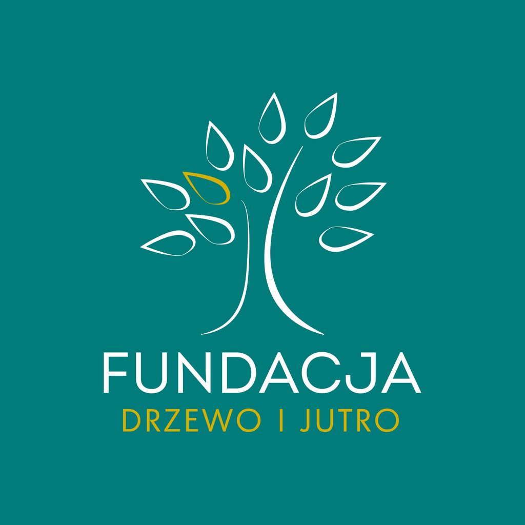 A logo featuring a stylized white tree with one yellow leaf on a teal background.